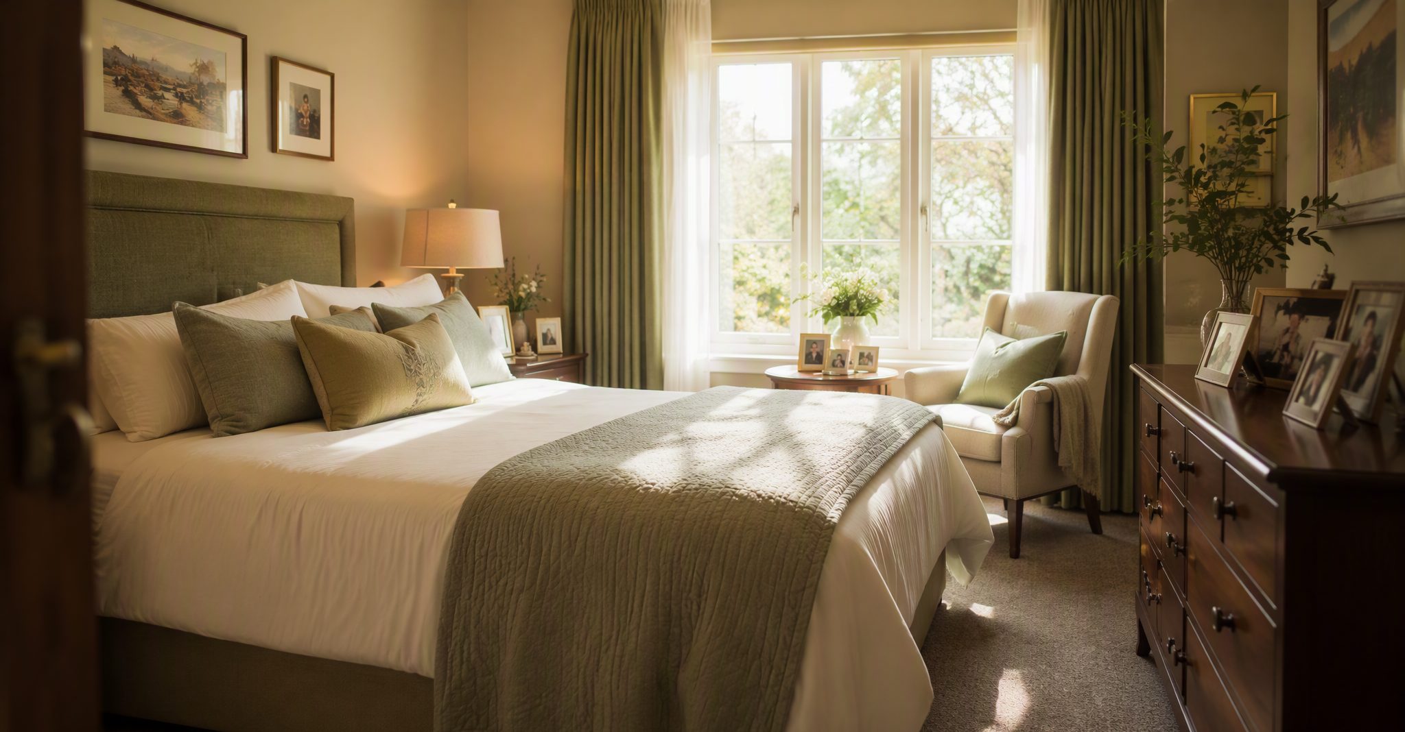 A bright private resident bedroom