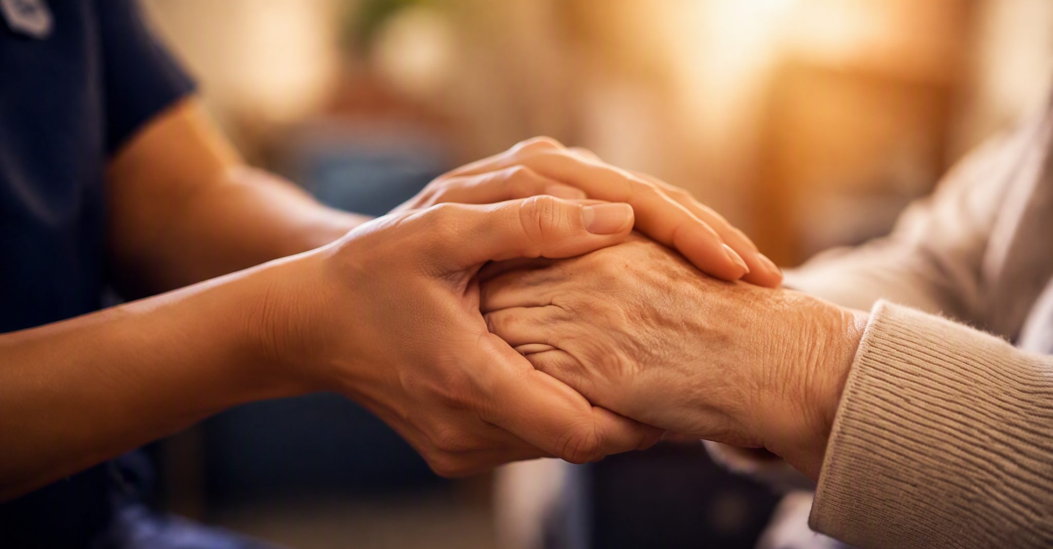 Hands held in reassurance
